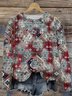 Damen Rundhals Ethnisch Lässig Frühling/Herbst Baumwolle Langarm Sweatshirt