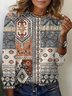 Damen Langarm T-Shirts T-Shirt Frühling/Herbst Ethnisch Jersey Rundhals Täglich Ausgehen Lässig Oberteile