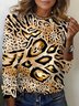 Damen Langarm T-Shirts T-Shirt Frühling/Herbst Leopard Jersey Rundhals Täglich Ausgehen Lässig Oberteile