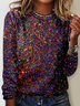 Damen Langarm T-Shirts T-Shirt Frühling/Herbst Geometrisch Jersey Rundhals Täglich Ausgehen Lässig Oberteile