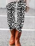 Damen Lässig Leopard Jersey Alle Jahreszeiten Lang Leggings