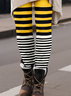 Damen Lässig Gestreift Jersey Alle Jahreszeiten Lang Leggings