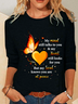 Damen Langarm Bluse Frühling/Herbst Textbriefe Baumwollmischung Rundhals Täglich Ausgehen Lässig Oberteile