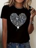 Damen Kurzarm T-Shirts T-Shirt Sommer Herz/Herz Jersey Rundhals Urlaub Ausgehen Retro Oberteile