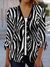 Damen Frühling/Herbst Oberbekleidung Lässig Zebra Jersey Schal Jacke