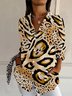 Damen Langarm Bluse Frühling/Herbst Leopard Hemdkragen Täglich Ausgehen Lässig Oberteile