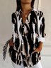 Damen Langarm Bluse Frühling/Herbst Leopard Hemdkragen Urlaub Ausgehen Lässig Oberteile