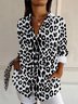 Damen Langarm Bluse Frühling/Herbst Leopard Hemdkragen Täglich Ausgehen Lässig Oberteile