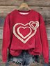 Damen Rundhals Herz/Herz Retro Frühling/Herbst Langarm Sweatshirt
