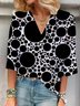 Damen Dreiviertelärmel Bluse Frühling/Herbst Polka Dots V-Ausschnitt Urlaub Ausgehen Lässig Oberteile