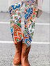 Damen Lässig Ethnisch Jersey Alle Jahreszeiten Lang Leggings