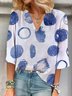Damen Dreiviertelärmel Bluse Frühling/Herbst Polka Dots V-Ausschnitt Urlaub Ausgehen Lässig Oberteile