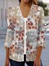 Damen Frühling/Herbst Oberbekleidung Lässig Geblümt Jersey Schal Jacke