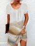 Damen Kurzarm Sommer Abstrakt Jersey Kleid Rundhals Täglich Ausgehen Lässig Mini H-Linie Tunika