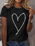 Damen Kurzarm T-Shirts T-Shirt Sommer Herz/Herz Baumwollmischung Rundhals Täglich Ausgehen Lässig Oberteile