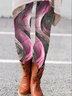 Damen Lässig Abstrakt Jersey Alle Jahreszeiten Lang Leggings