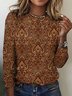 Damen Kariert Langarm T-Shirts T-Shirt Rundhals Retro Frühling/Herbst Oberteile