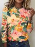 Damen Langarm T-Shirts T-Shirt Frühling/Herbst Kariert Rundhals Retro Oberteile