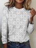 Damen Langarm T-Shirts T-Shirt Frühling/Herbst Kariert Baumwolle Rundhals Täglich Ausgehen Retro Oberteile