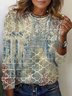 Damen Langarm T-Shirts T-Shirt Frühling/Herbst Ethnisch Jersey Rundhals Täglich Ausgehen Lässig Oberteile