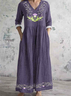 Damen Langarm Frühling/Herbst Geblümt Kleid V-Ausschnitt Täglich Ausgehen Retro Maxikleid Passen & Flare Kleid A-Linien-Kleid