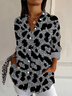 Damen Langarm Bluse Frühling/Herbst Leopard Schnalle Hemdkragen Täglich Ausgehen Lässig Oberteile