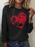 Damen Langarm T-Shirts T-Shirt Frühling/Herbst Kariert Rundhals Retro Oberteile