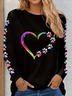 Damen Langarm T-Shirts T-Shirt Frühling/Herbst Valentinstag Rundhals Lässig Oberteile