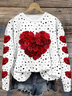 Damen Rundhals Polka Dots Print Lässig Frühling/Herbst Langarm Sweatshirt
