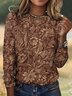 Damen Langarm T-Shirts T-Shirt Frühling/Herbst Kariert Rundhals Retro Oberteile