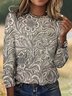 Damen Kariert Langarm T-Shirts T-Shirt Rundhals Retro Frühling/Herbst Oberteile