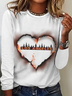 Damen Langarm T-Shirts T-Shirt Frühling/Herbst Herz/Herz Rundhals Lässig Oberteile