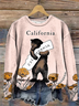 Damen Rundhals Geblümt Print Lässig Frühling/Herbst Langarm Sweatshirt
