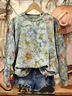 Damen Rundhals Geblümt Print Lässig Frühling/Herbst Langarm Sweatshirt