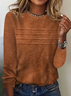 Damen Langarm T-Shirts T-Shirt Frühling/Herbst Gestreift Print Rundhals Lässig T-Shirt mit Grafik Oberteile