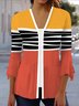 Damen Frühling/Herbst Oberbekleidung Lässig Gestreift Jersey Schal Jacke