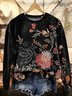 Damen Rundhals Geblümt Print Lässig Frühling/Herbst Langarm Sweatshirt