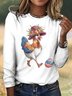 Damen Kariert Langarm T-Shirts T-Shirt Rundhals Retro Frühling/Herbst Oberteile