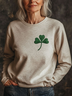 Damen Rundhals Kleeblatt Lässig Frühling/Herbst Langarm Sweatshirt