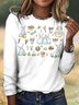 Damen Kariert Langarm T-Shirts T-Shirt Rundhals Retro Frühling/Herbst Oberteile