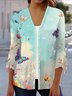 Damen Frühling/Herbst Aufdecken Lässig Geblümt Leicht Strickjacke