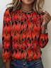 Damen Langarm T-Shirts T-Shirt Frühling/Herbst Kariert Rundhals Retro Oberteile