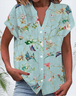 Damen Kurzarm Bluse Sommer Geblümt Print V-Ausschnitt Täglich Ausgehen Lässig Oberteile