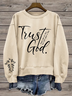 Damen Rundhals Textbriefe Print Lässig Frühling/Herbst Langarm Sweatshirt