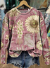 Damen Rundhals Geblümt Print Lässig Frühling/Herbst Langarm Sweatshirt