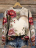 Damen Rundhals Geblümt Print Lässig Frühling/Herbst Langarm Sweatshirt