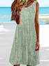Damen 3d Drucken Ärmellos Sommer Kleid Rundhals Täglich Lässig Midi Tanktop A-Linien-Kleid