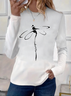 Damen Langarm T-Shirts T-Shirt Frühling/Herbst Libelle Print Rundhals Lässig T-Shirt mit Grafik Oberteile
