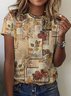 Damen Geometrisch Kurzarm T-Shirts T-Shirt Rundhals Lässig Winter Oberteile