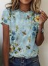 Damen Geblümt Ärmellos T-Shirts T-Shirt Rundhals Lässig Sommer Oberteile